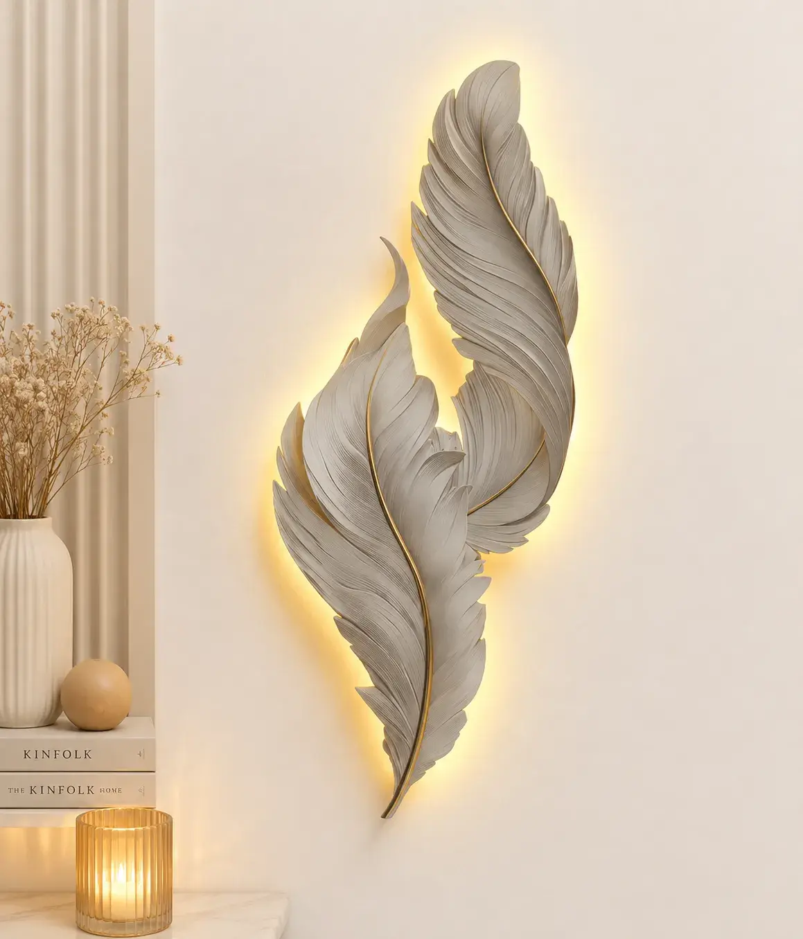 Elegant Double Feather Sculpture